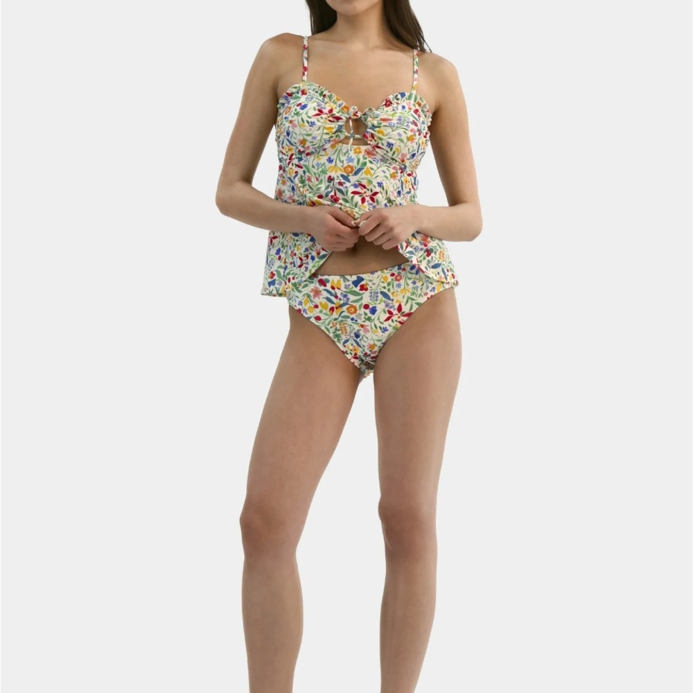 Time and Tru Multicolor Floral Swim Set top size Medium bottoms size Large